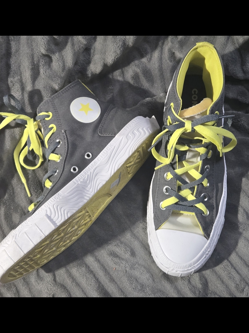 Converse Women's All Star Edge Glow Sneakers in Charcoal Gray and Neon Yellow